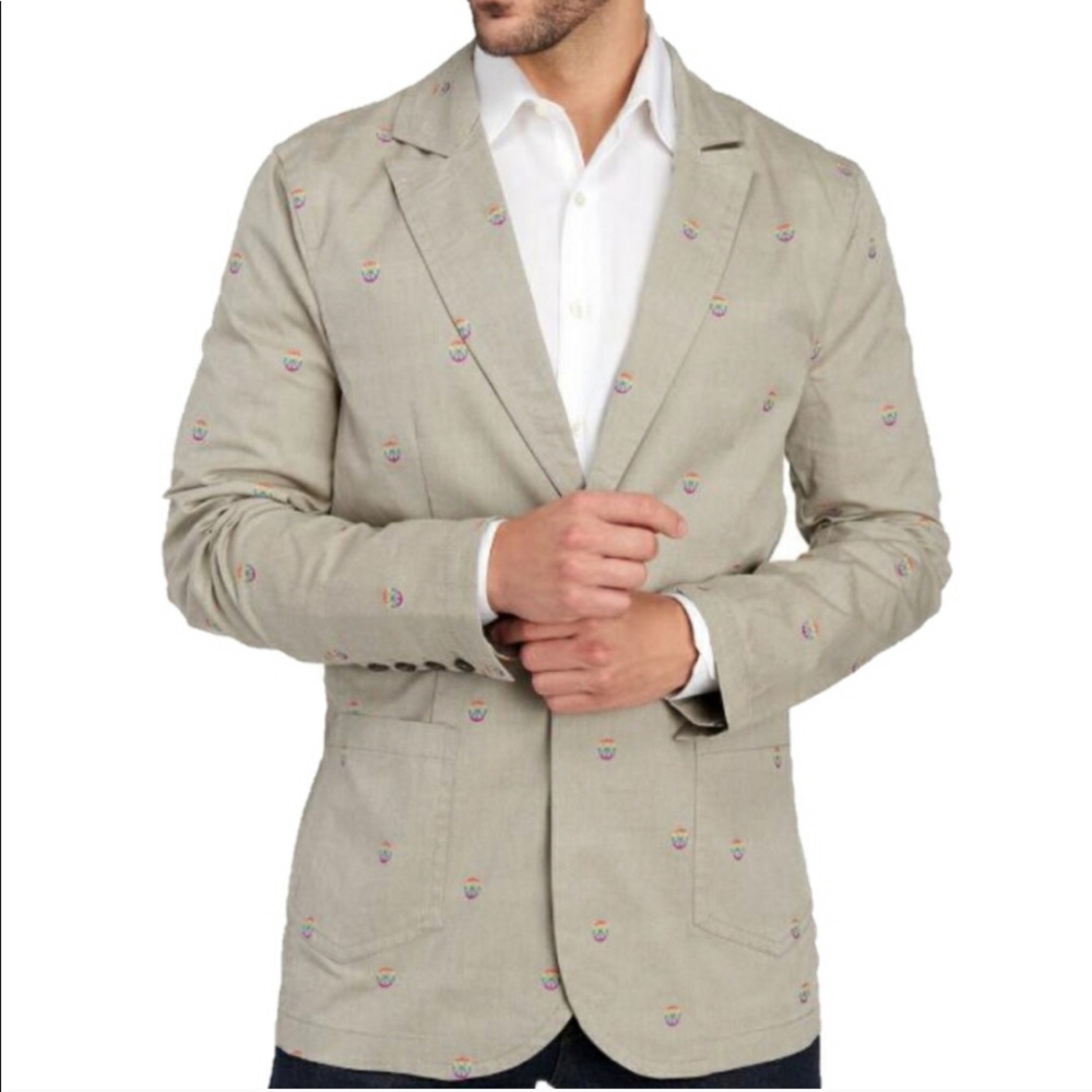 John Lennon Men’s Blazer Cotton Khaki Size XXL NWT $180.00 - Picture 5 of 13